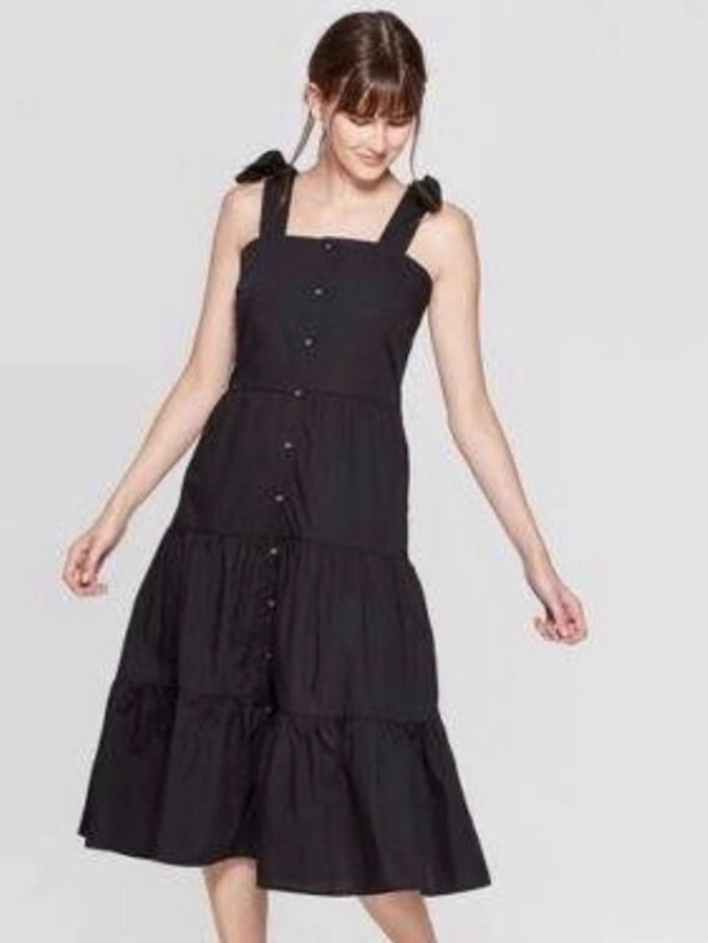 2 for $35 | Black Tiered Button-Down Dress